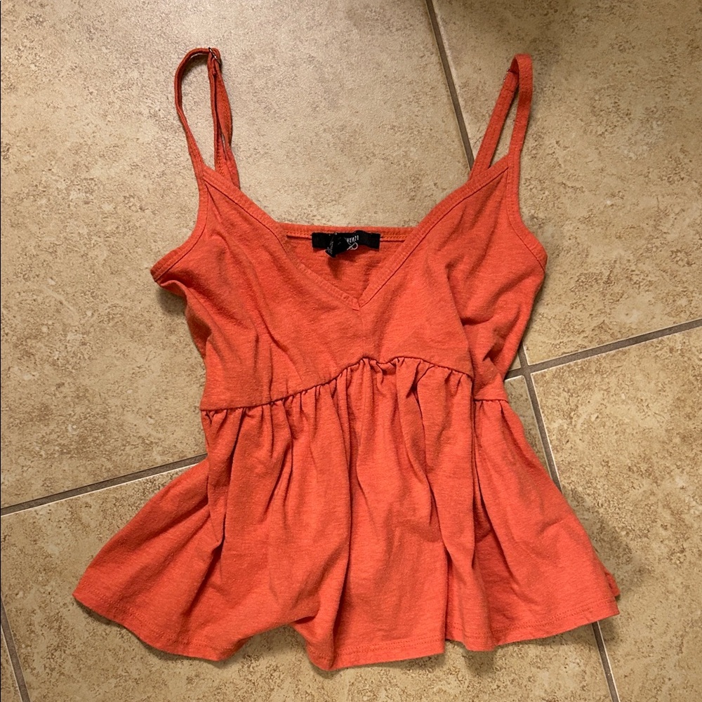 Vintage Orange Flowy Babydoll top